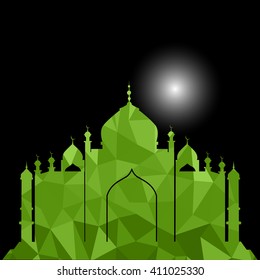 Vector of Colorful Polygonal Crystal Mosque /Ramadan Kareem Colorful Mosaic Mosque.