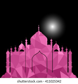 Vector of Colorful Polygonal Crystal Mosque /Ramadan Kareem Colorful Mosaic Mosque.