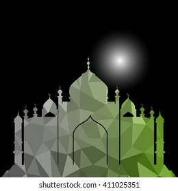 Vector of Colorful Polygonal Crystal Mosque /Ramadan Kareem Colorful Mosaic Mosque.