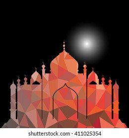 Vector of Colorful Polygonal Crystal Mosque /Ramadan Kareem Colorful Mosaic Mosque.