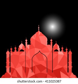 Vector of Colorful Polygonal Crystal Mosque /Ramadan Kareem Colorful Mosaic Mosque.