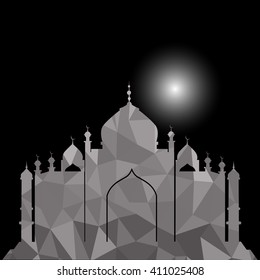 Vector of Colorful Polygonal Crystal Mosque /Ramadan Kareem Colorful Mosaic Mosque.