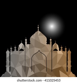 Vector of Colorful Polygonal Crystal Mosque /Ramadan Kareem Colorful Mosaic Mosque.