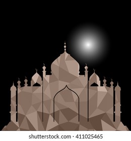 Vector of Colorful Polygonal Crystal Mosque /Ramadan Kareem Colorful Mosaic Mosque.