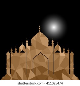 Vector of Colorful Polygonal Crystal Mosque /Ramadan Kareem Colorful Mosaic Mosque.