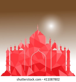Vector of Colorful Polygonal Crystal Mosque /Ramadan Kareem Colorful Mosaic Mosque.