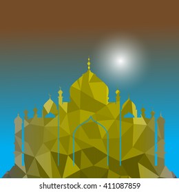 Vector of Colorful Polygonal Crystal Mosque /Ramadan Kareem Colorful Mosaic Mosque.