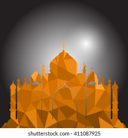 Vector of Colorful Polygonal Crystal Mosque /Ramadan Kareem Colorful Mosaic Mosque.
