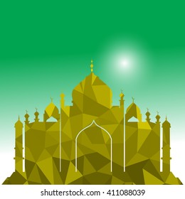 Vector of Colorful Polygonal Crystal Mosque /Ramadan Kareem Colorful Mosaic Mosque.