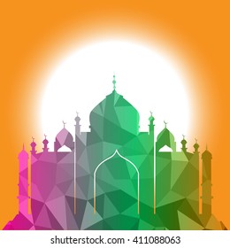 Vector of Colorful Polygonal Crystal Mosque /Ramadan Kareem illustration eps10