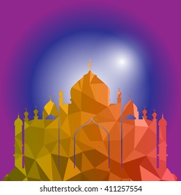 Vector of Colorful Polygonal Crystal Mosque /Ramadan Kareem Colorful Mosaic Mosque.