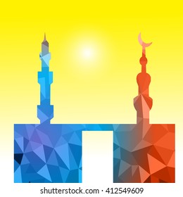 Vector of Colorful Polygonal Crystal Mosque /Ramadan Kareem Colorful Mosaic Mosque.