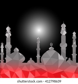 Vector of Colorful Polygonal Crystal Mosque /Ramadan Kareem Colorful Mosaic Mosque.