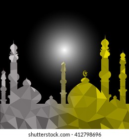 Vector of Colorful Polygonal Crystal Mosque /Ramadan Kareem Colorful Mosaic Mosque.