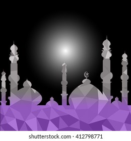 Vector of Colorful Polygonal Crystal Mosque /Ramadan Kareem Colorful Mosaic Mosque.