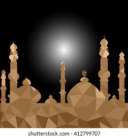 Vector of Colorful Polygonal Crystal Mosque /Ramadan Kareem Colorful Mosaic Mosque.