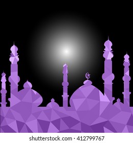 Vector of Colorful Polygonal Crystal Mosque /Ramadan Kareem Colorful Mosaic Mosque.