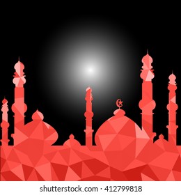 Vector of Colorful Polygonal Crystal Mosque /Ramadan Kareem Colorful Mosaic Mosque.