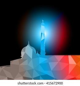 Vector of Colorful Polygonal Crystal Mosque /Ramadan Kareem Colorful Mosaic Mosque.