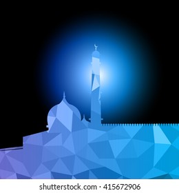 Vector of Colorful Polygonal Crystal Mosque /Ramadan Kareem Colorful Mosaic Mosque.