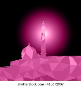 Vector of Colorful Polygonal Crystal Mosque /Ramadan Kareem Colorful Mosaic Mosque.