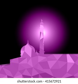 Vector of Colorful Polygonal Crystal Mosque /Ramadan Kareem Colorful Mosaic Mosque.