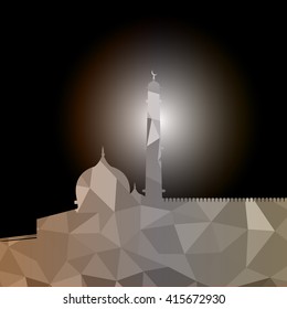 Vector of Colorful Polygonal Crystal Mosque /Ramadan Kareem Colorful Mosaic Mosque.