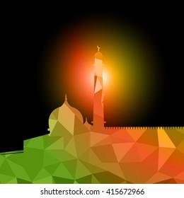 Vector of Colorful Polygonal Crystal Mosque /Ramadan Kareem Colorful Mosaic Mosque.