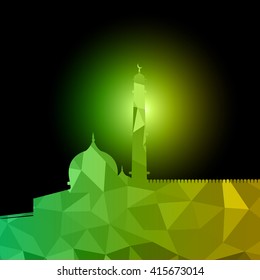 Vector of Colorful Polygonal Crystal Mosque /Ramadan Kareem Colorful Mosaic Mosque.