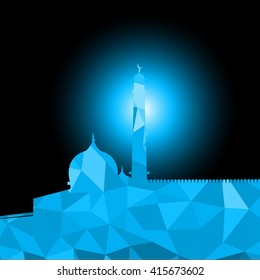 Vector of Colorful Polygonal Crystal Mosque /Ramadan Kareem Colorful Mosaic Mosque.