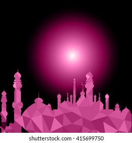 Vector of Colorful Polygonal Crystal Mosque /Ramadan Kareem Colorful Mosaic Mosque.