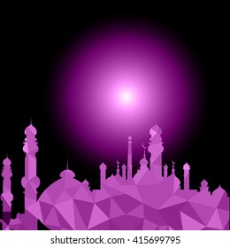 Vector of Colorful Polygonal Crystal Mosque /Ramadan Kareem Colorful Mosaic Mosque.