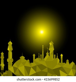 Vector of Colorful Polygonal Crystal Mosque /Ramadan Kareem Colorful Mosaic Mosque.