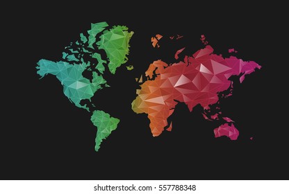 vector of colorful polygonal world map