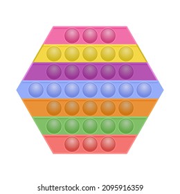 Vector Colorful Pop aislado en fondo blanco. Juguete antiestrés. Sensor de burbujas para los dedos de los niños.
