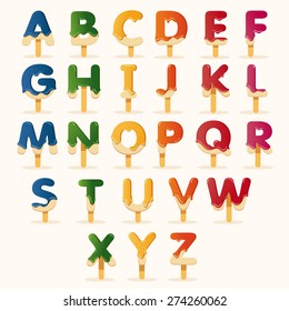 Vector of Colorful Popsicle alphabets : Vector Illustration
