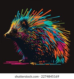 Vector colorful Porcupine in pop art style