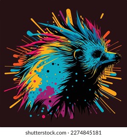 Vector colorful Porcupine in pop art style