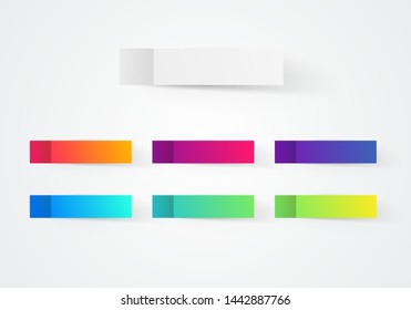 Vector colorful post note stickers. Sticky tapes with shadow template.