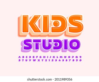 Vector Colorful Poster Kid Studio. Modern 3D Font. Creative Alphabet Letters and Numbers set