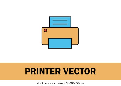 Vector of colorful printer icon. Isolated on white background. 