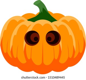 Vector colorful pumpkin with eyes. Autumn and halloween symbol