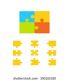 Vector Colorful Puzzle. Separate Puzzle Pieces.