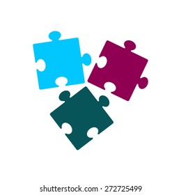 Vector colorful puzzles icon in flat design