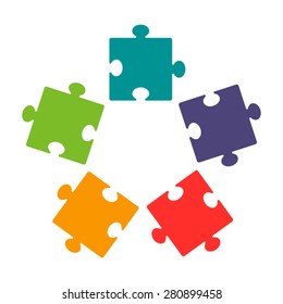 Vector colorful puzzles icon in flat design