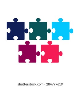 Vector colorful puzzles icon in flat design