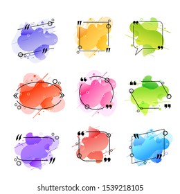 Vector Colorful Quote Frames Collection Isolated on White Background. Liquid Shapes Geometric Pattern, Blank Different Colored .