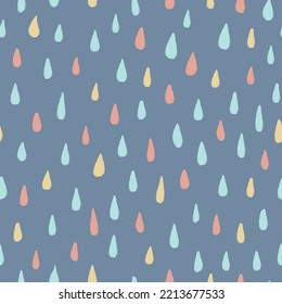 Vector colorful rain weather blue seamless pattern