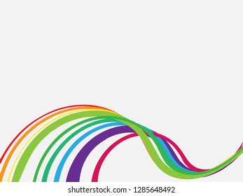 Vector colorful rainbow abstract background. Wavy waves banner color line for web banner. 
