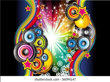 VECTOR Colorful Rainbow Abstract Music Background for Disco flyers